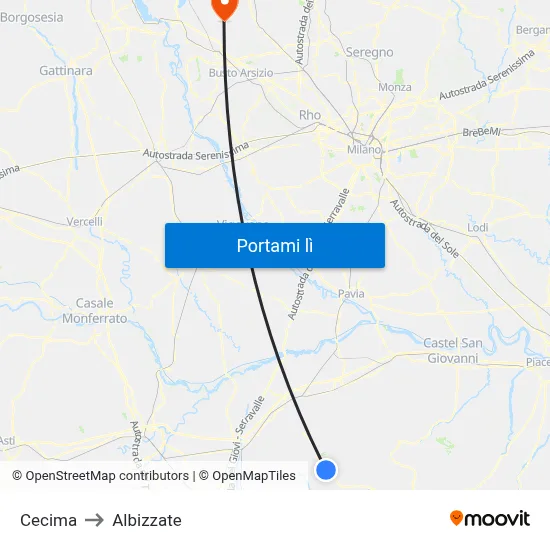 Cecima to Albizzate map