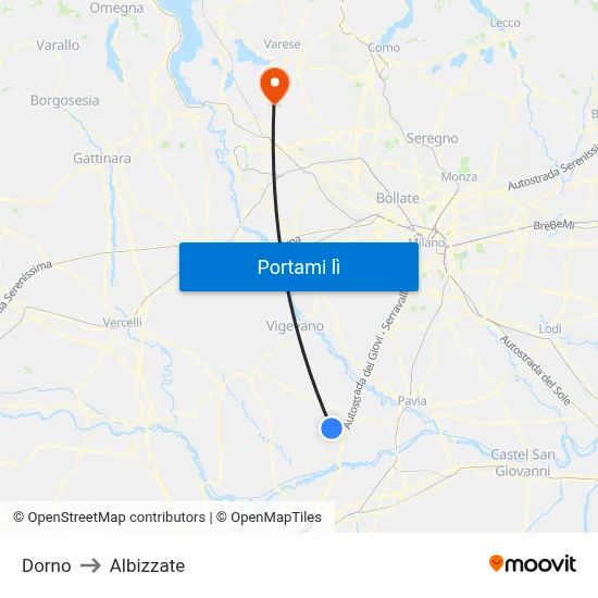 Dorno to Albizzate map