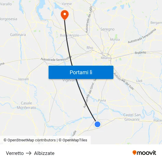 Verretto to Albizzate map