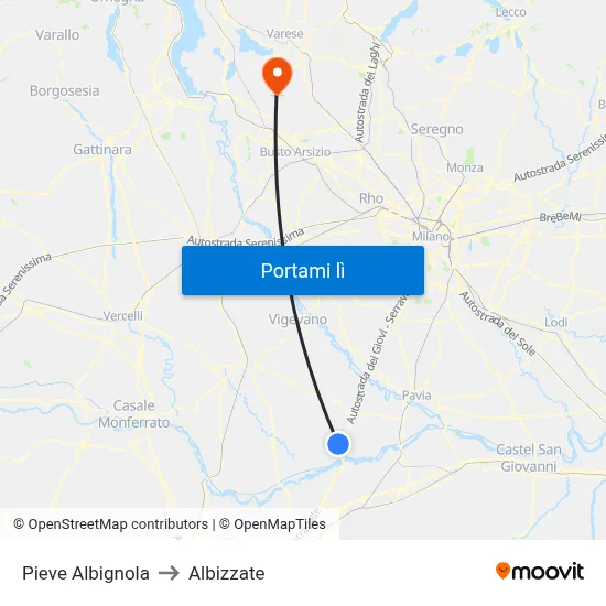 Pieve Albignola to Albizzate map