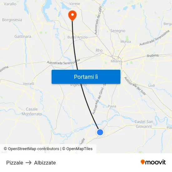 Pizzale to Albizzate map