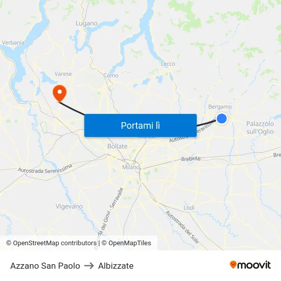 Azzano San Paolo to Albizzate map