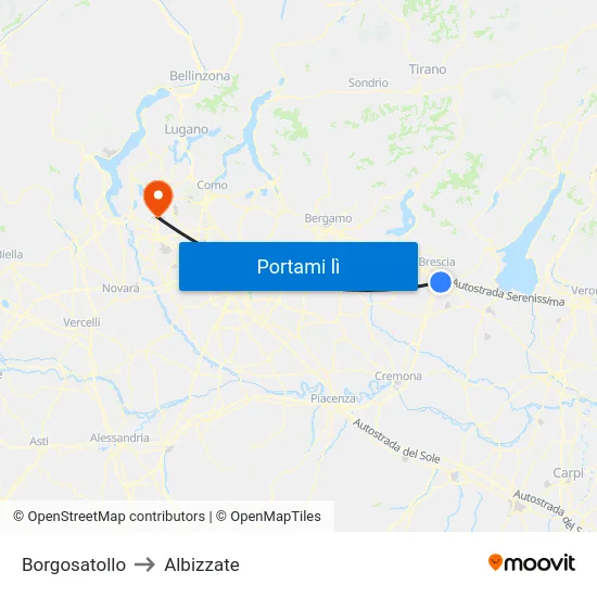 Borgosatollo to Albizzate map