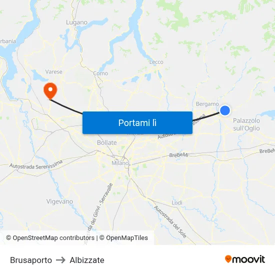 Brusaporto to Albizzate map