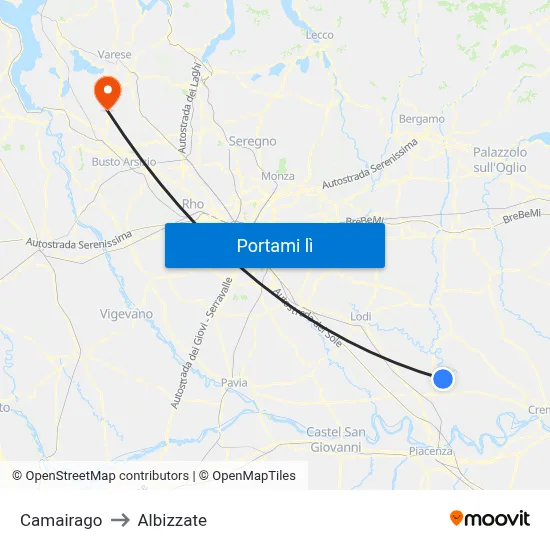 Camairago to Albizzate map