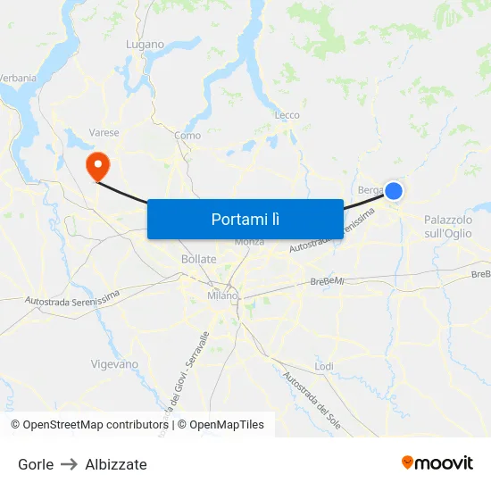 Gorle to Albizzate map