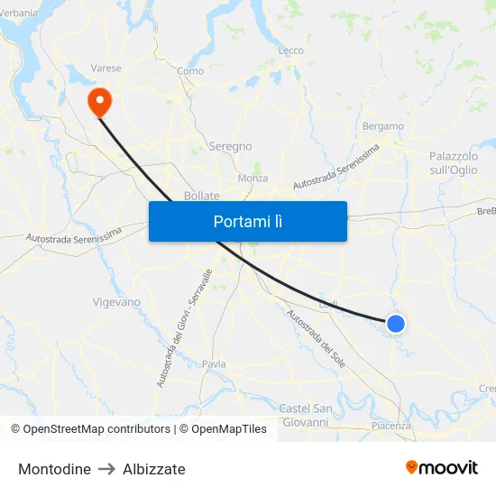 Montodine to Albizzate map