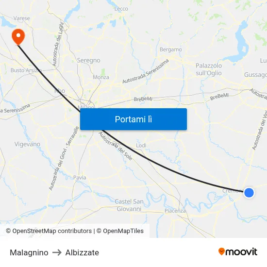 Malagnino to Albizzate map