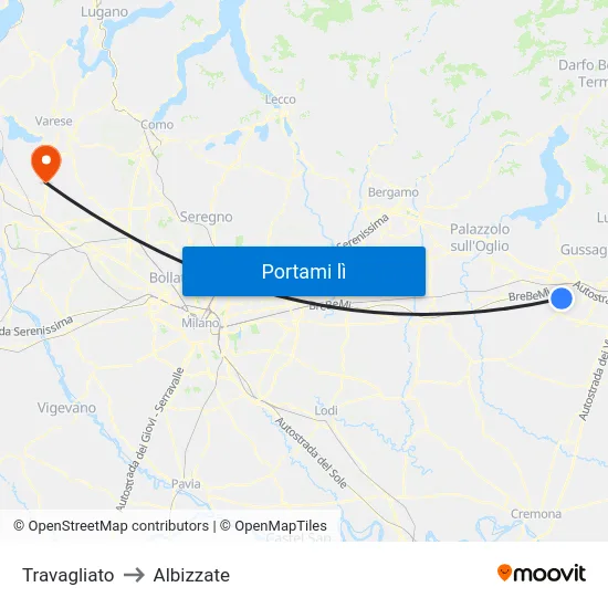 Travagliato to Albizzate map