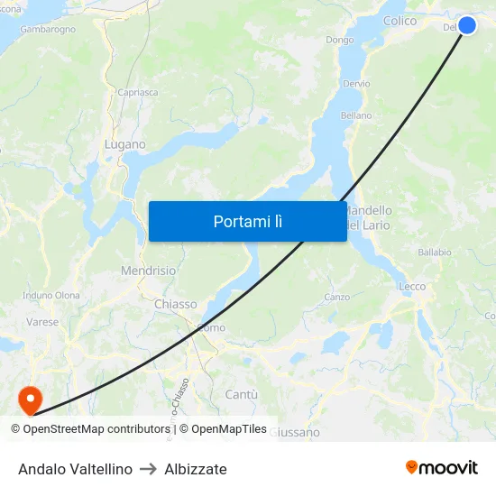 Andalo Valtellino to Albizzate map
