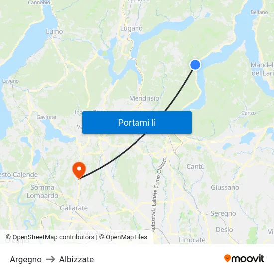 Argegno to Albizzate map