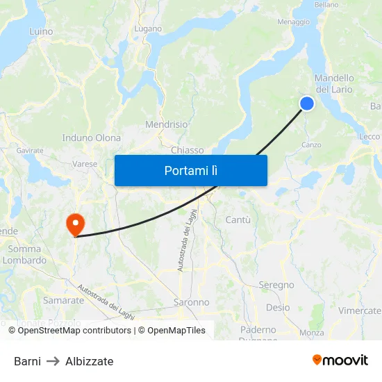 Barni to Albizzate map