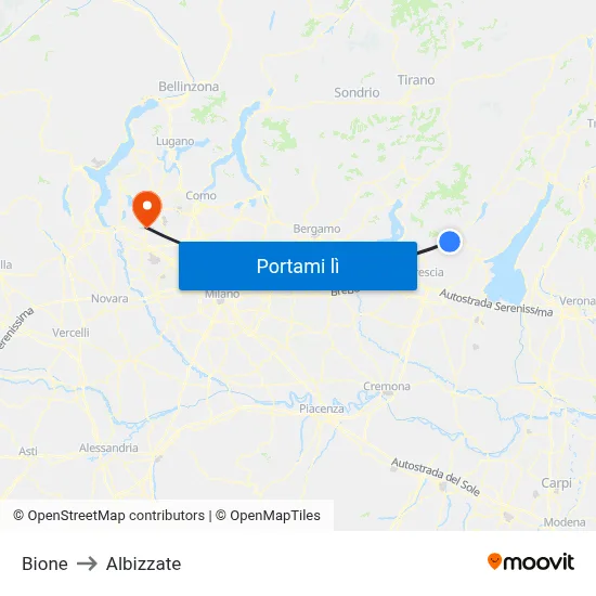 Bione to Albizzate map