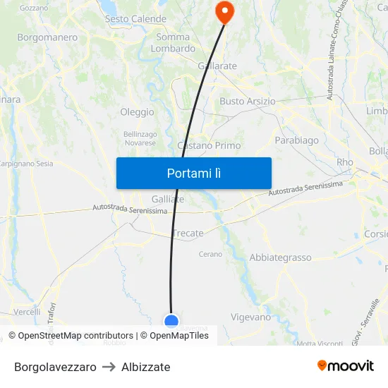 Borgolavezzaro to Albizzate map