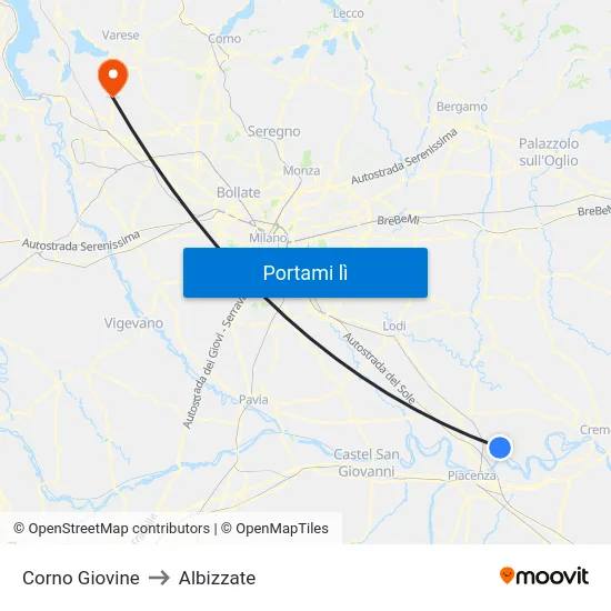 Corno Giovine to Albizzate map