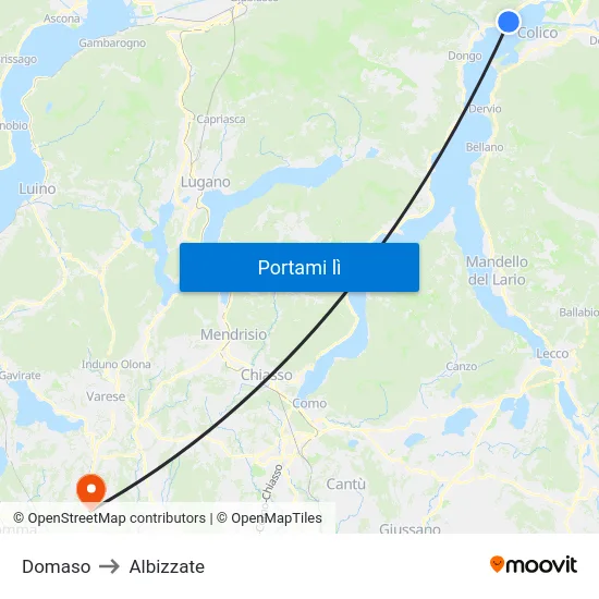 Domaso to Albizzate map