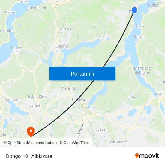 Dongo to Albizzate map