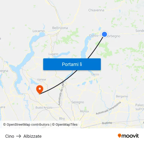 Cino to Albizzate map