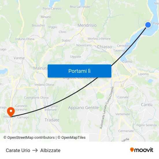 Carate Urio to Albizzate map