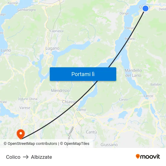 Colico to Albizzate map