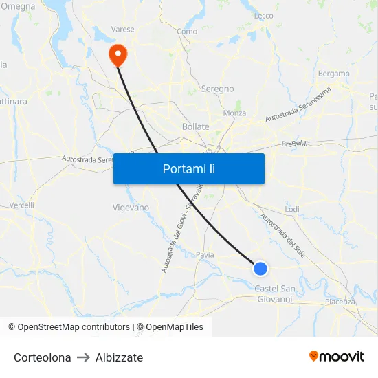 Corteolona to Albizzate map