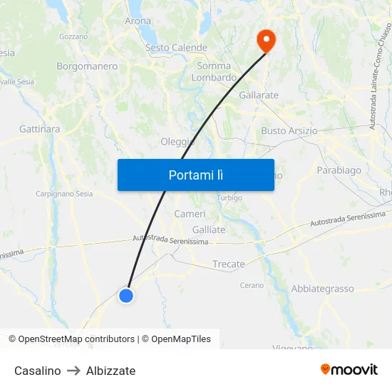 Casalino to Albizzate map