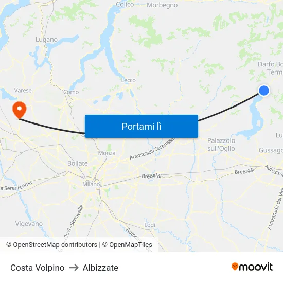 Costa Volpino to Albizzate map