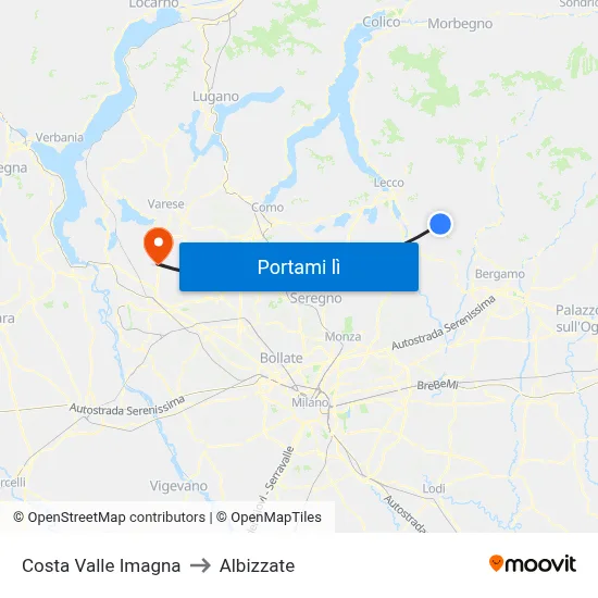 Costa Valle Imagna to Albizzate map