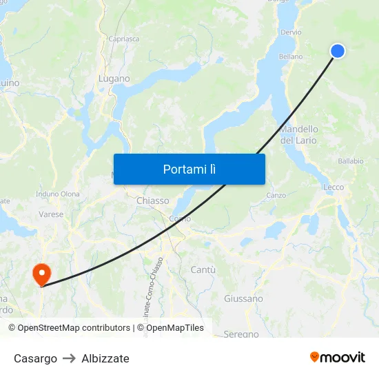 Casargo to Albizzate map