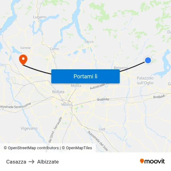 Casazza to Albizzate map
