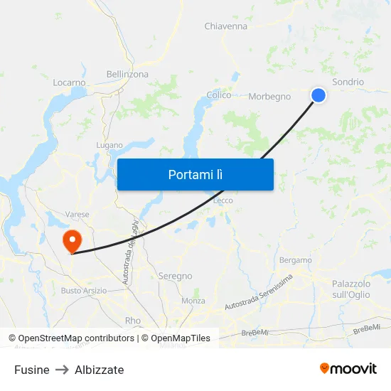 Fusine to Albizzate map