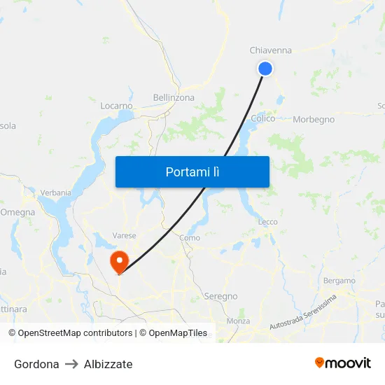 Gordona to Albizzate map