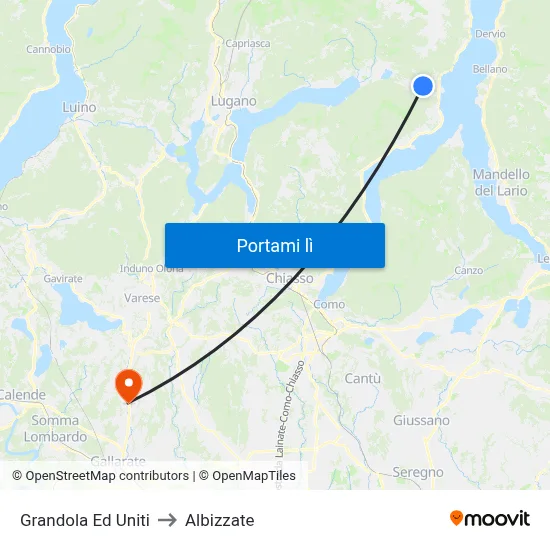 Grandola Ed Uniti to Albizzate map