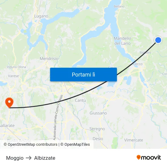 Moggio to Albizzate map