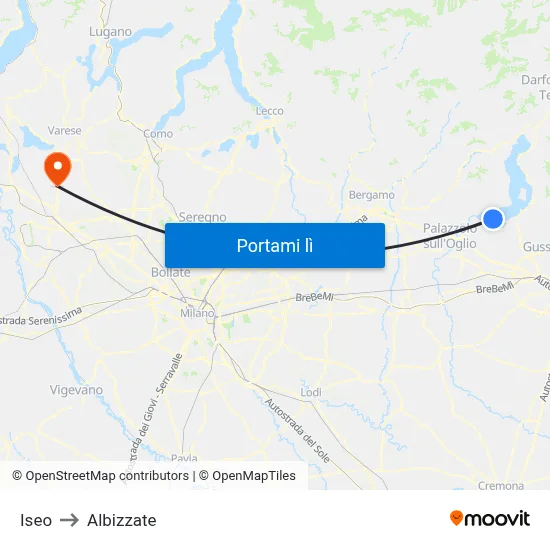Iseo to Albizzate map