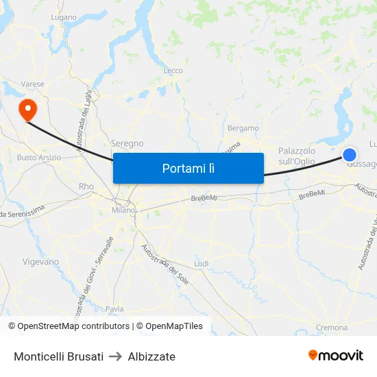 Monticelli Brusati to Albizzate map