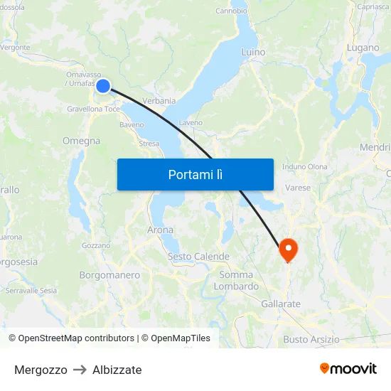 Mergozzo to Albizzate map