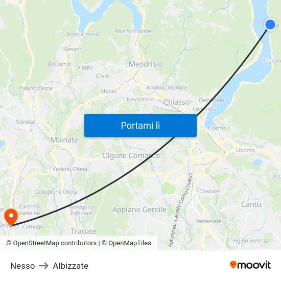 Nesso to Albizzate map