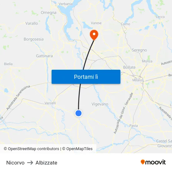 Nicorvo to Albizzate map