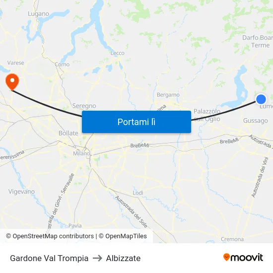 Gardone Val Trompia to Albizzate map