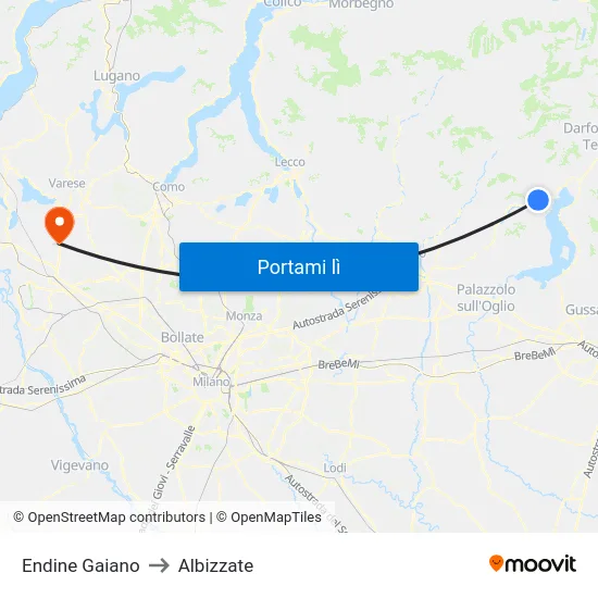 Endine Gaiano to Albizzate map