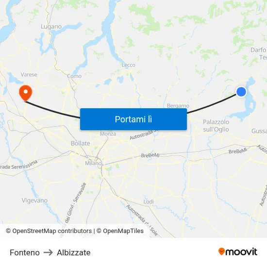 Fonteno to Albizzate map