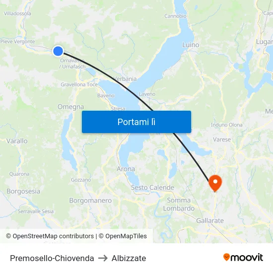 Premosello-Chiovenda to Albizzate map