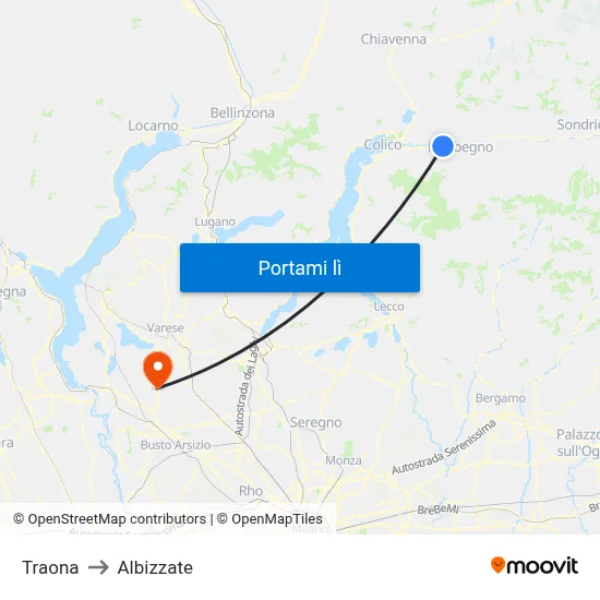 Traona to Albizzate map