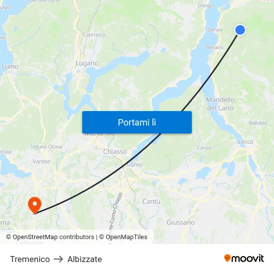 Tremenico to Albizzate map