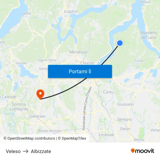 Veleso to Albizzate map
