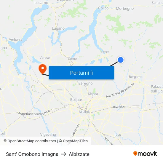 Sant' Omobono Imagna to Albizzate map