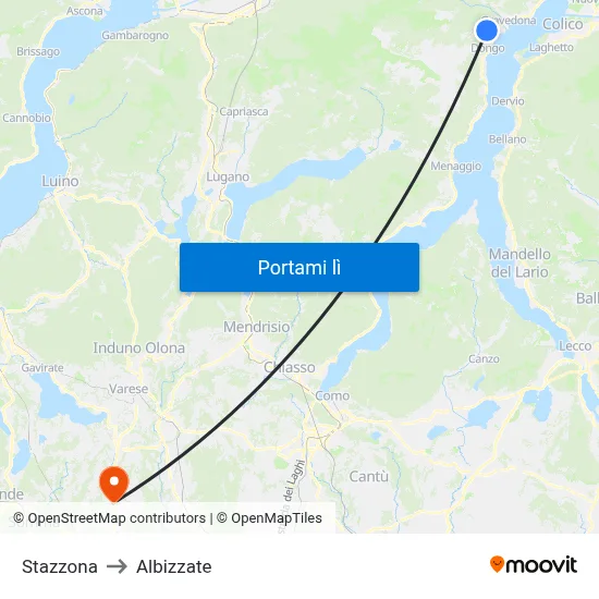 Stazzona to Albizzate map
