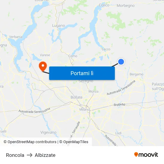 Roncola to Albizzate map