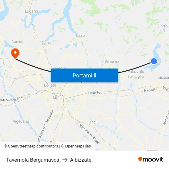 Tavernola Bergamasca to Albizzate map